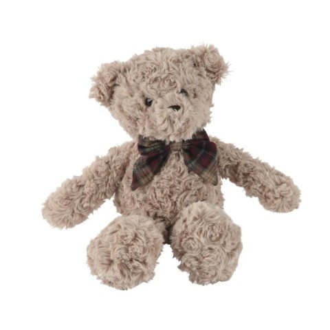 ORSO PELUCHE MARRONE CON FIOCCO QUADRI H.21